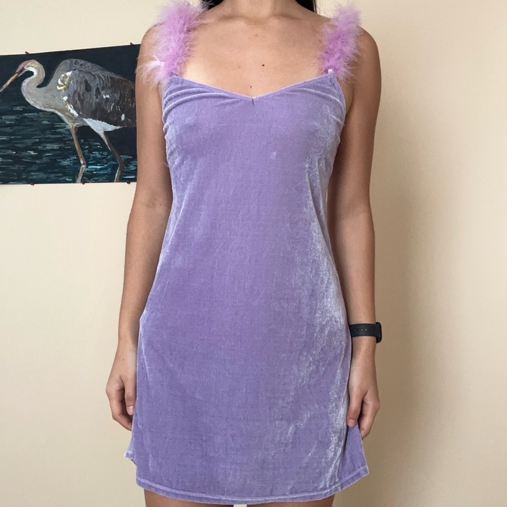 Lilac Velvet Mini Dress